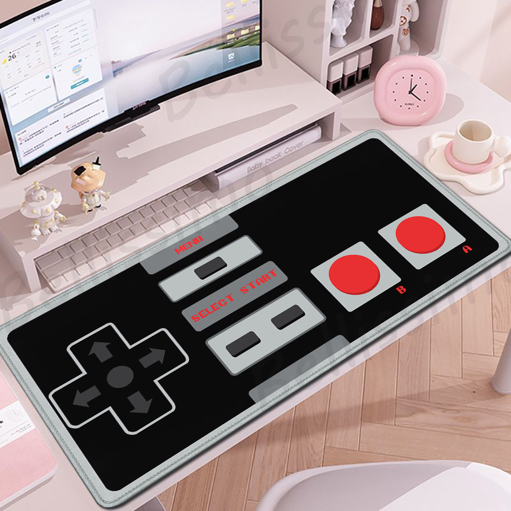 Mouse Gaming Retro - レトロなゲームコントローラー用マウスパッド,デスクトップコンピューター用の滑り止めラバーマット,大型ゲームアクセサリー,HD