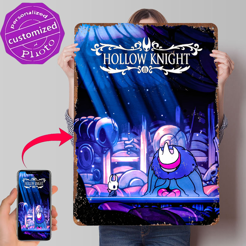 Retro Knight Gaming - ホロウナイトゲームアートプリントポスターカスタマイズされたウォールアートレトロヴィンテージメタルティンサイン、ワンドデコマンケーブ装飾ゲーム用