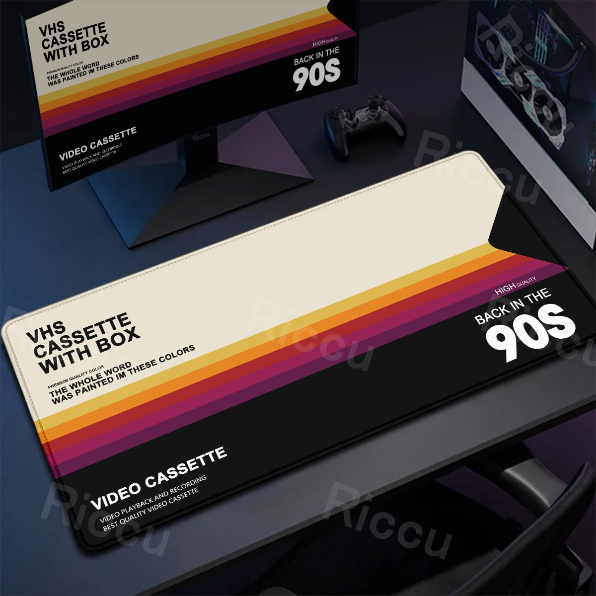 Mouse Gaming Retro - レトロ VHS スタイルマウスパッド Xxl コンピュータ大型マウスパッドノンスリップゲーマーキーボードマウスパッド 90