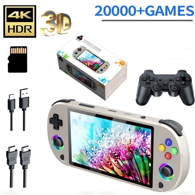 Retro Gaming Uk - M22PRO レトロハンドヘルドゲーム機 128GB 32000+ゲーム搭載 RGBレインボーライト ジョイスティック