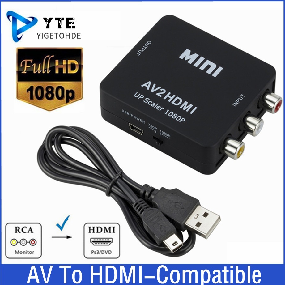 Composite Rca Cable - Rca-hdmi互換のコンポジットアダプター,hd 1080p AV2HDMI-compatibleアダプター,hdtv ps3 ps4 pc,DVD