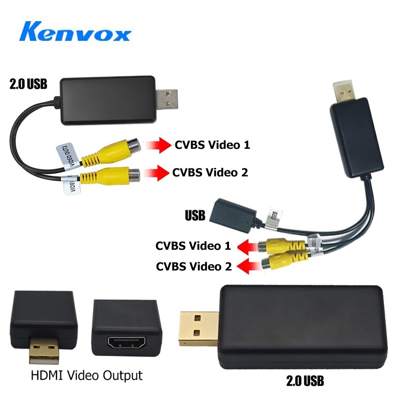 Composite Rca Cable - Kenvox Android USBビデオ出力RCAラインケーブル AV HDMI出力 車載ラジオマルチメディアルーフマウントヘッドレストスクリーン用