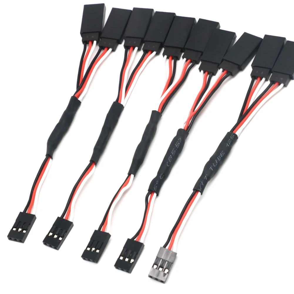 Composite Rca Cable - サーボモーター用延長ケーブル,5本,100/150/200/300/500mm,ジュニアフタバrc,飛行機,ヘリコプター,車,DIY用リード線
