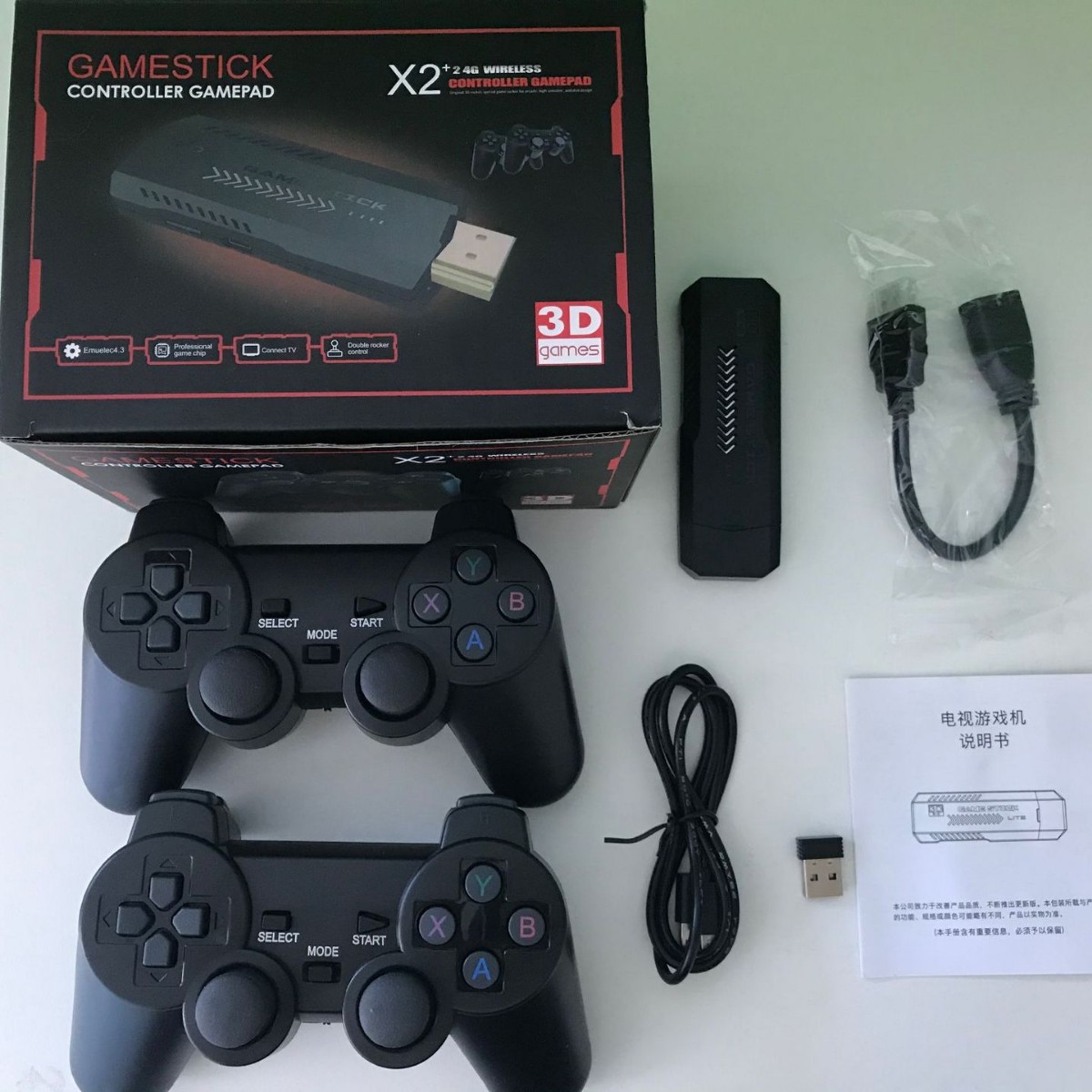 Retro Gaming X2 - X2 レトロビデオゲームコンソール 2.4G ワイヤレスデュアルコントローラー 3Dアーケードゲームスティック HDテレビゲームコンソール