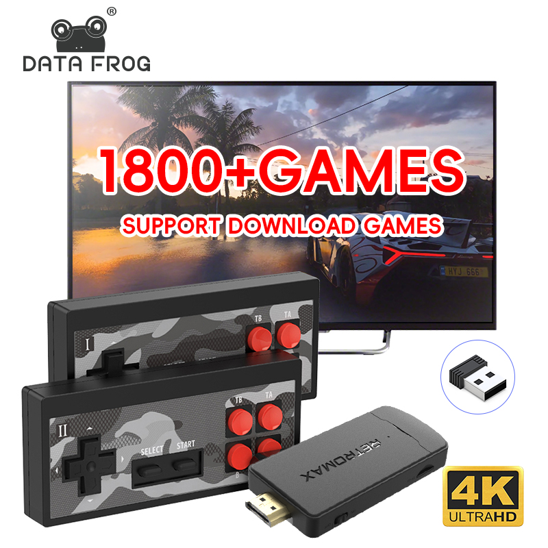 Retro Gaming Usb Stick - DATA FROG ポータブルレトロTVゲームスティック ワイヤレスUSBコンソール 1800種類のクラシックNES/デンディゲーム内蔵
