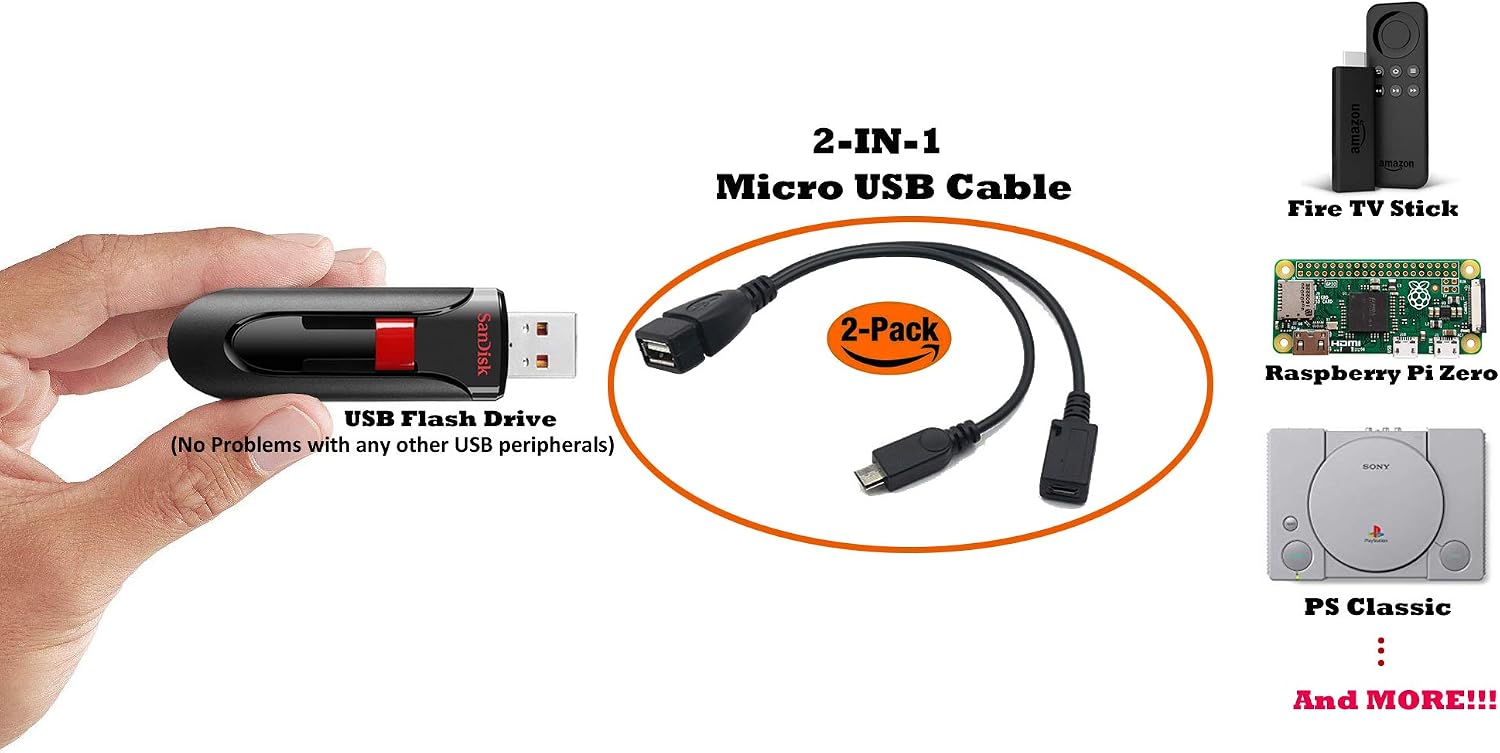 2-in-1 マイクロ USB OTG 電源ケーブル アダプ - Retro Gaming Usb Stick のレビューと価格
