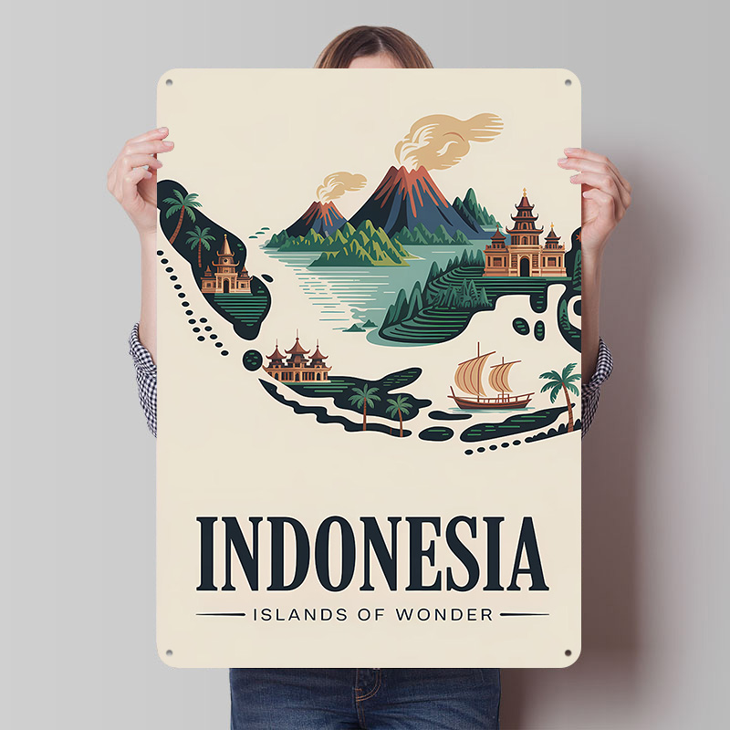 インドネシアのワンダーアイランド旅行プリントポスターカスタマ - Retro Gaming Island のレビューと価格