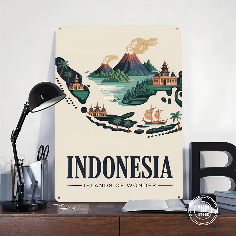 インドネシアのワンダーアイランド旅行プリントポスターカスタマ - Retro Gaming Island のレビューと価格