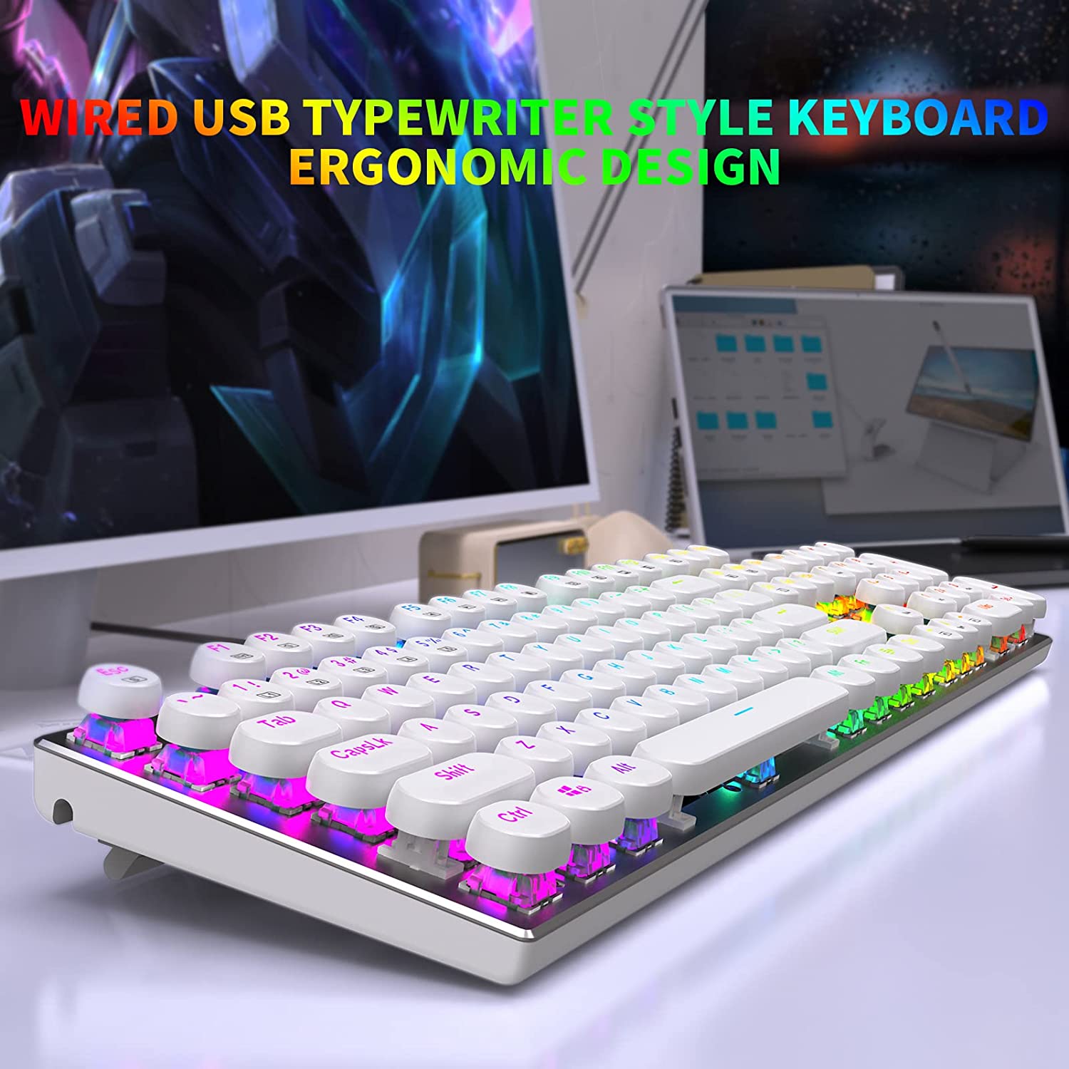 メカニカルキーボード USB有線ゲーミングキーボード カスタ - Retro Gaming Uk のレビューと価格