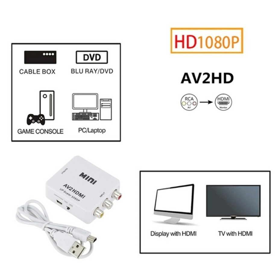 Rca-hdmi互換のコンポジットアダプター,hd 1080 - Composite Rca Cable のレビューと価格