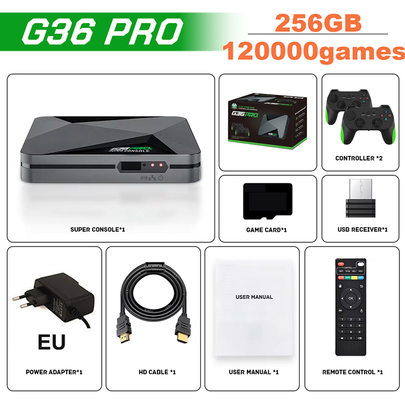 スーパーG36プロゲームコンソール 256GB 120000 - Retro Gaming Tv Box のレビューと価格
