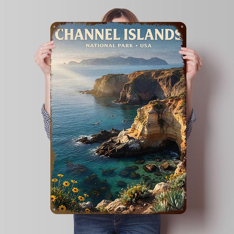 チャンネル諸島国立公園メタルポスターカスタムウォールアートレ - Retro Gaming Island のレビューと価格