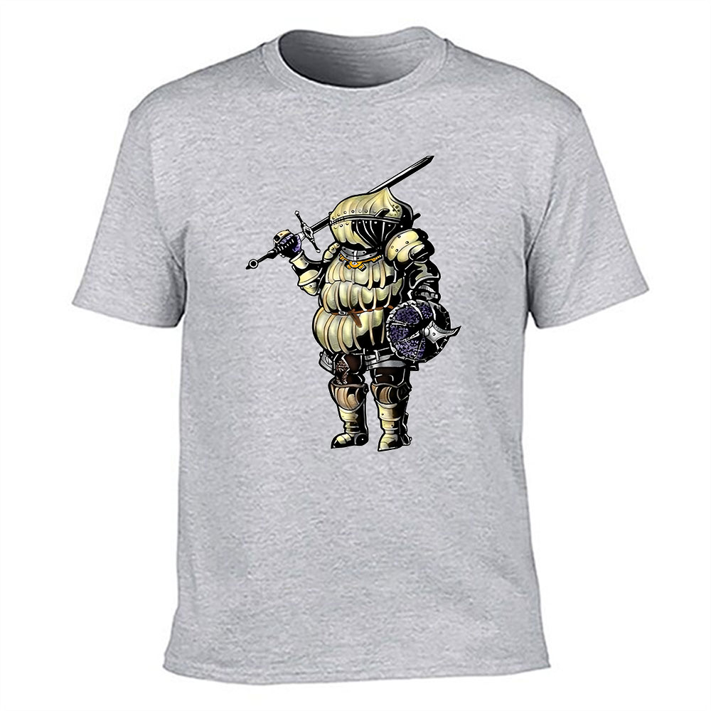 メンズコットン半袖Tシャツ、レトロなぽっちゃり騎士プリント入 - Retro Knight Gaming のレビューと価格
