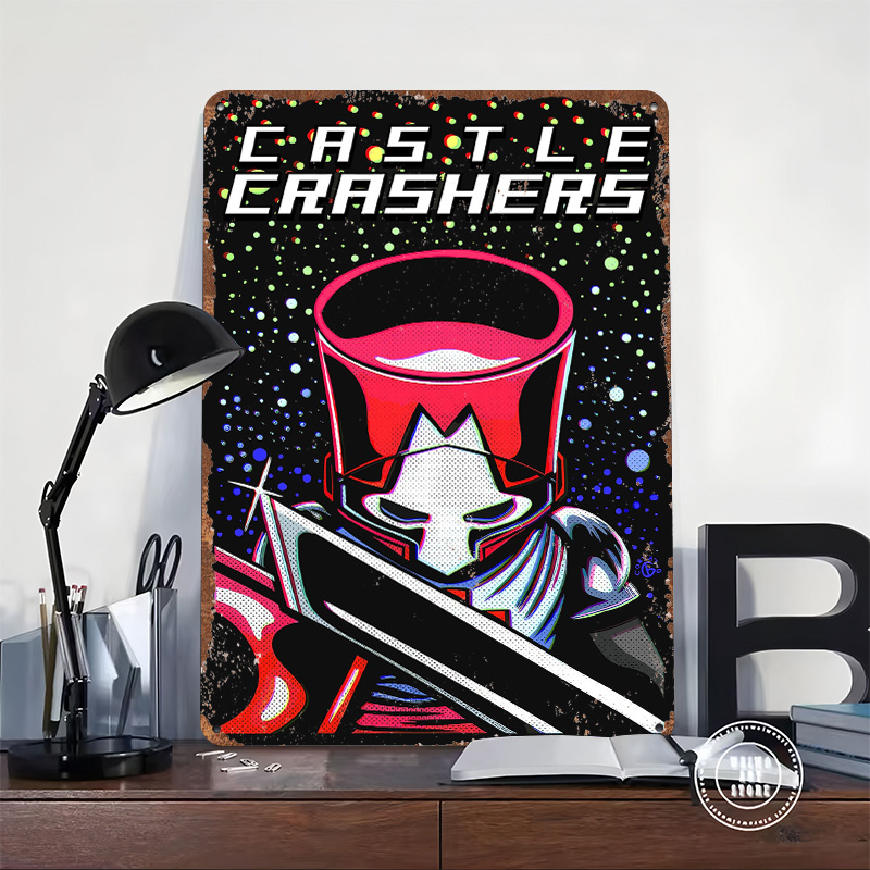 キャッスルクラッシャーズ騎士と剣メタルポスターカスタマイズさ - Retro Knight Gaming のレビューと価格